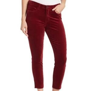 L’AGENCE NWT Marguerite High Rise Velvet Skinny Pants Size 28 Red Pink Stretch